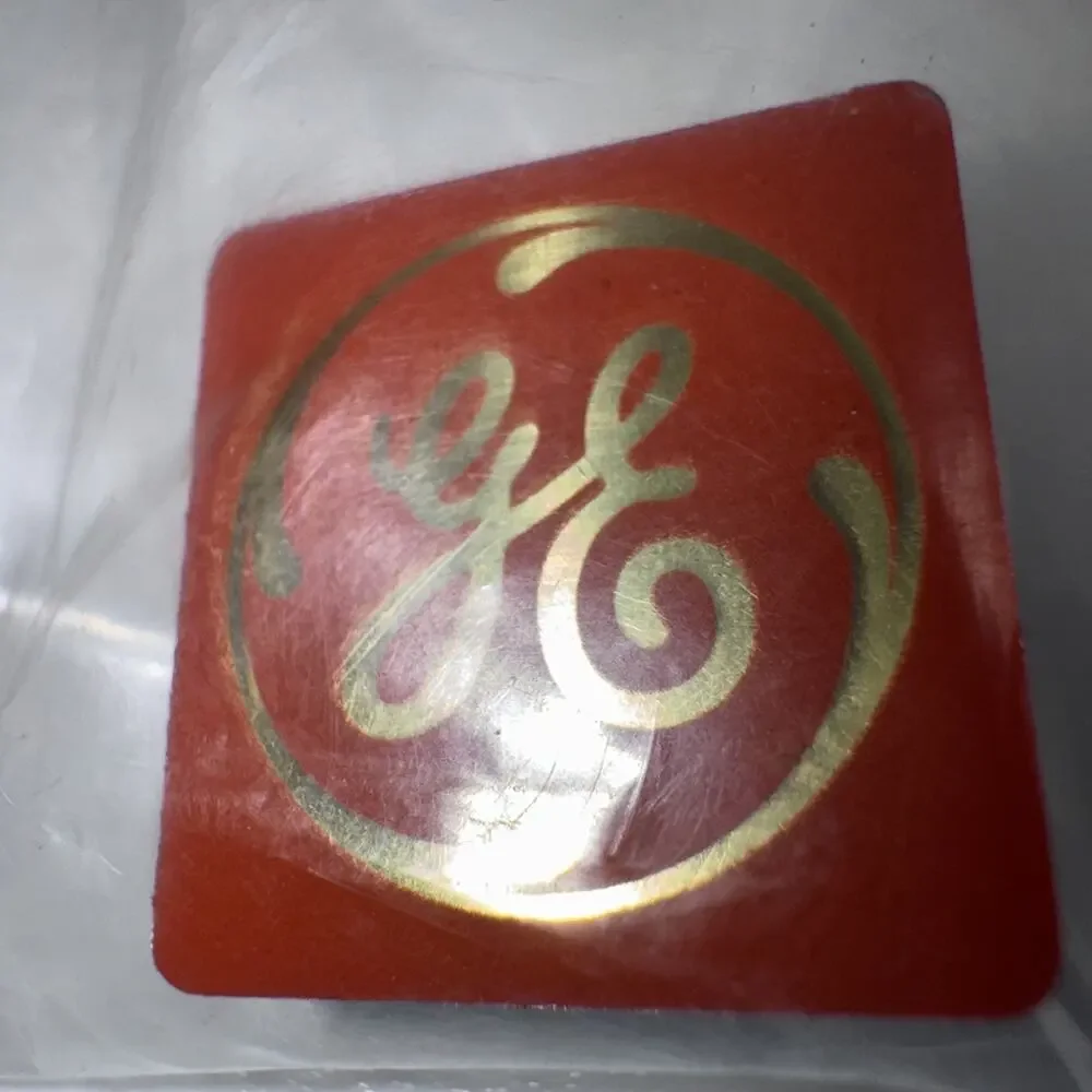 Vintage GE Pin General Electric Enamel Lapel Badge Orange-Red & Gold Logo, New